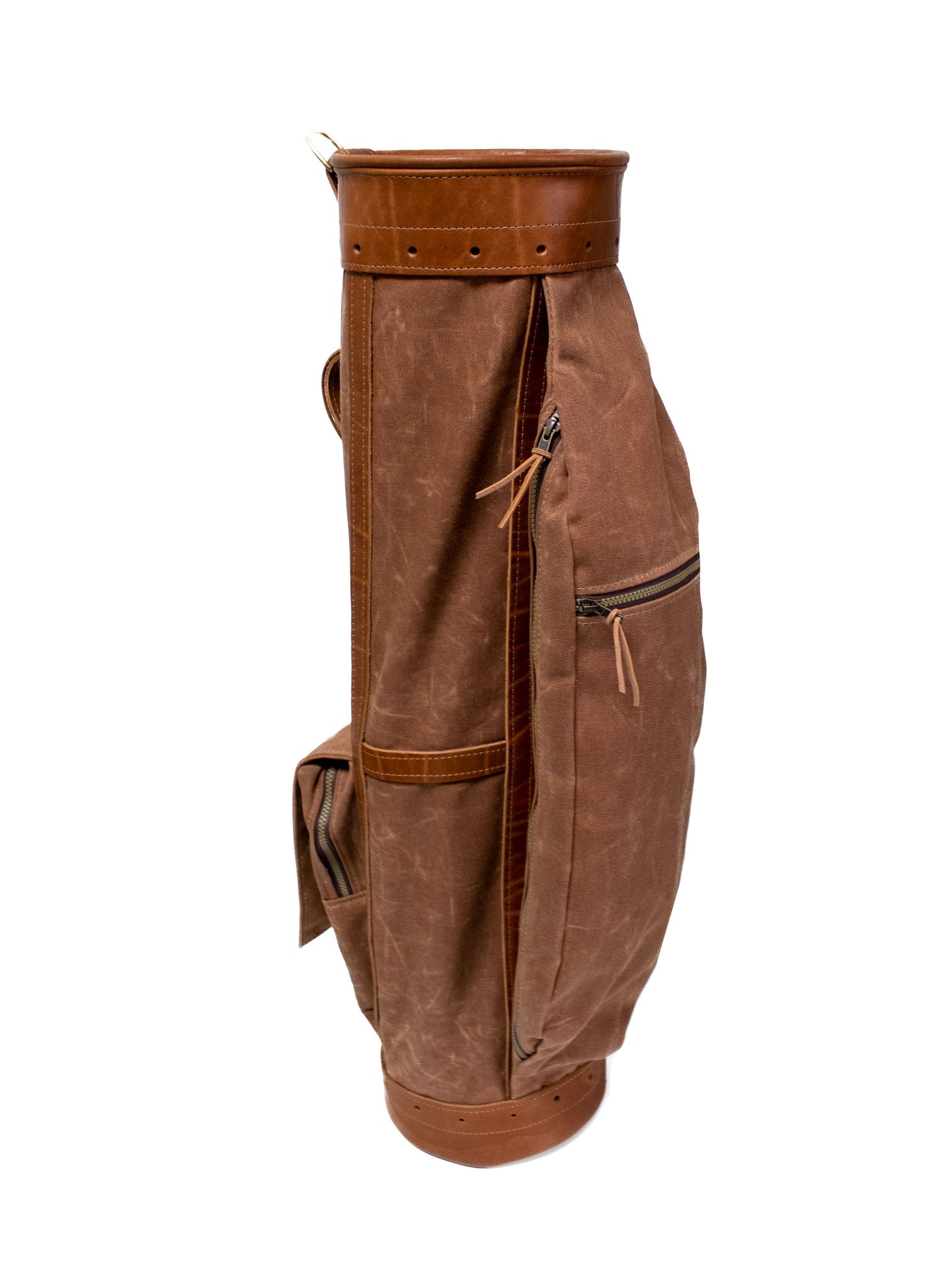 Leather & Waxed Canvas Classic Staff Golf Bag- Brush Brown with Natural Leather