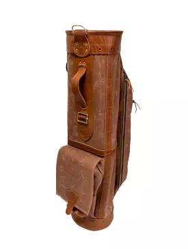 Leather & Waxed Canvas Classic Staff Golf Bag- Brush Brown with Natural Leather