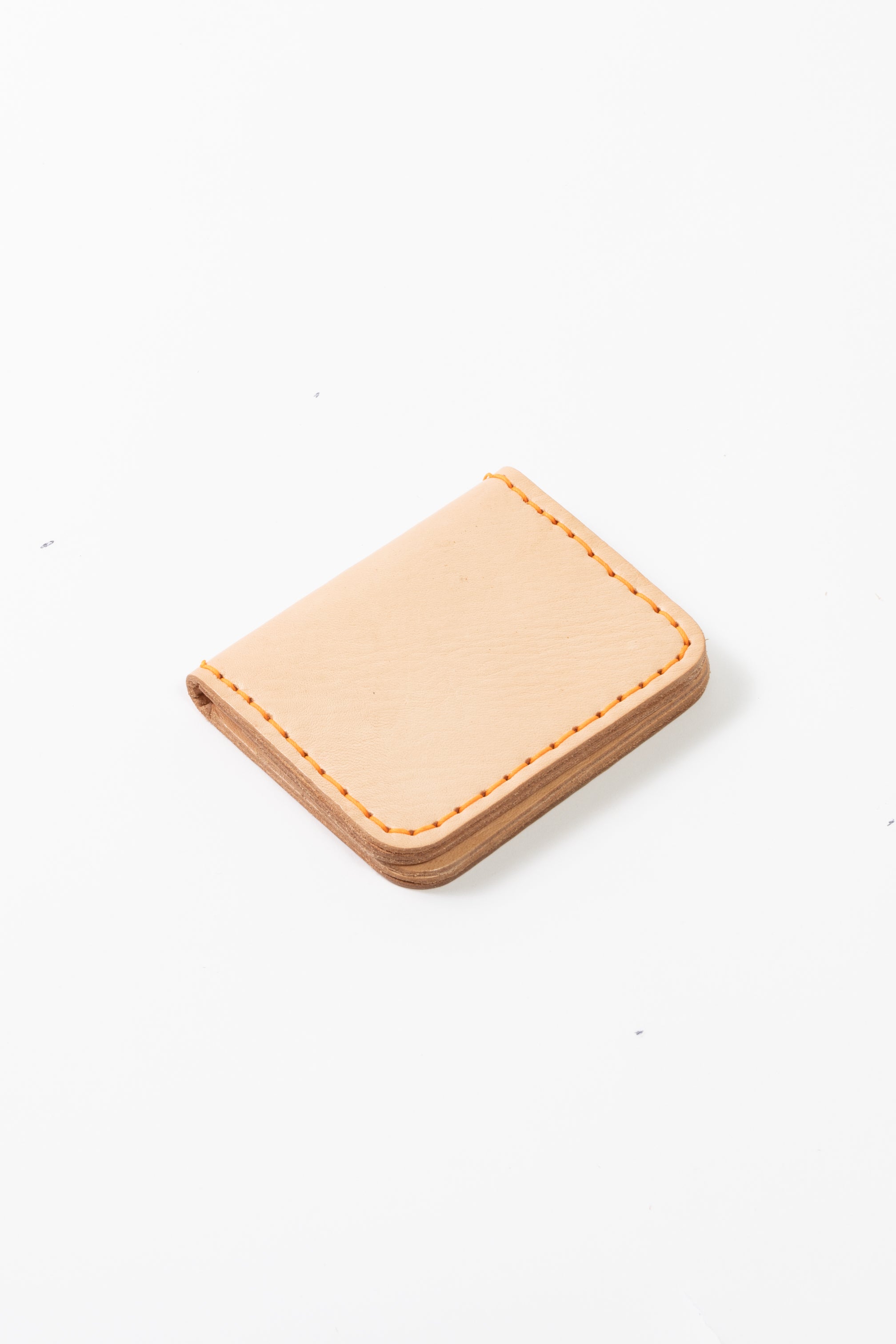 LEATHER CARDHOLDER WALLET // NATURAL + TANGERINE