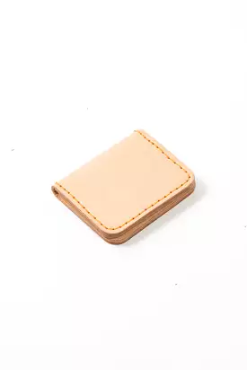 LEATHER CARDHOLDER WALLET // NATURAL + TANGERINE