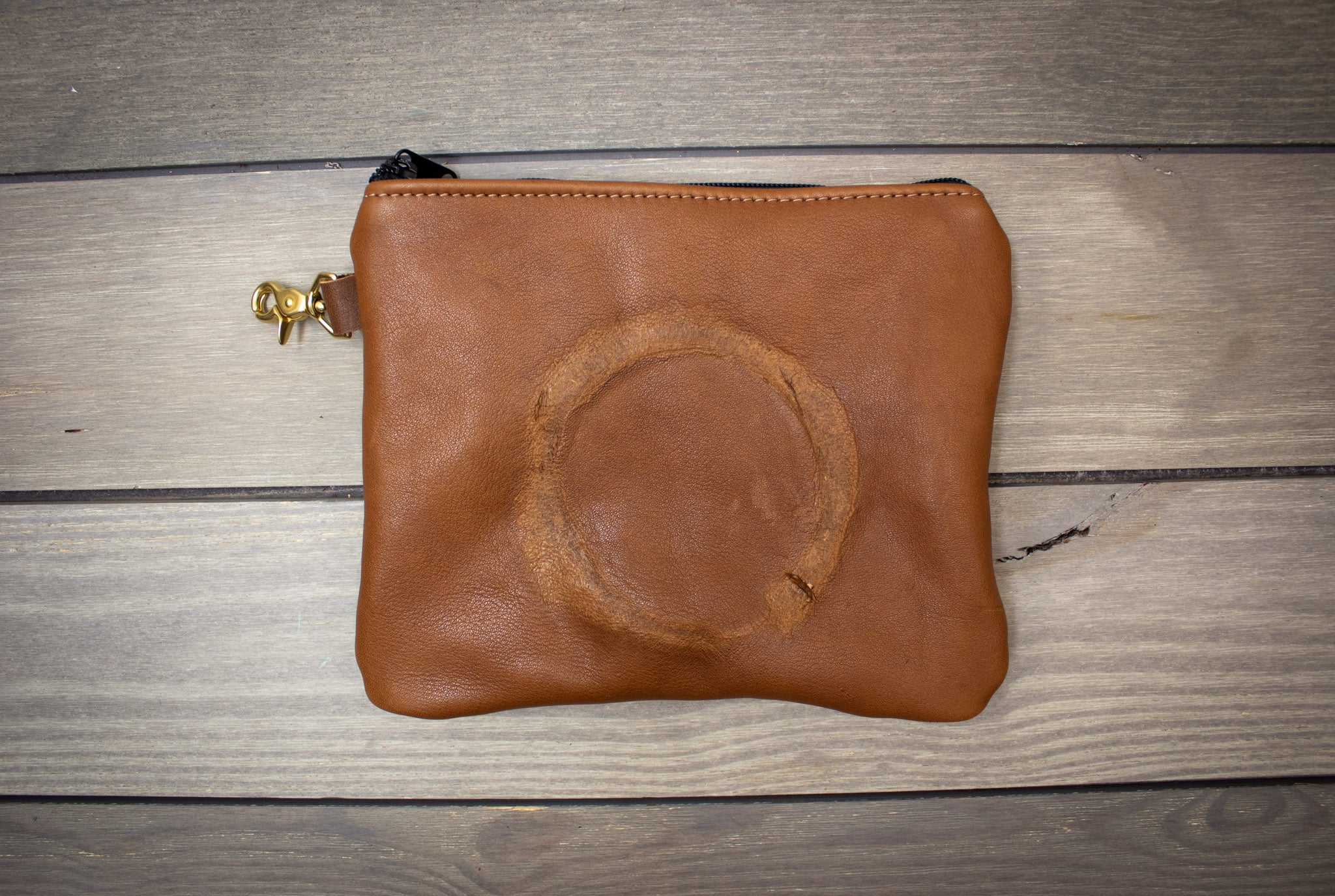 Leather Valuables Pouch with Natural Scarring