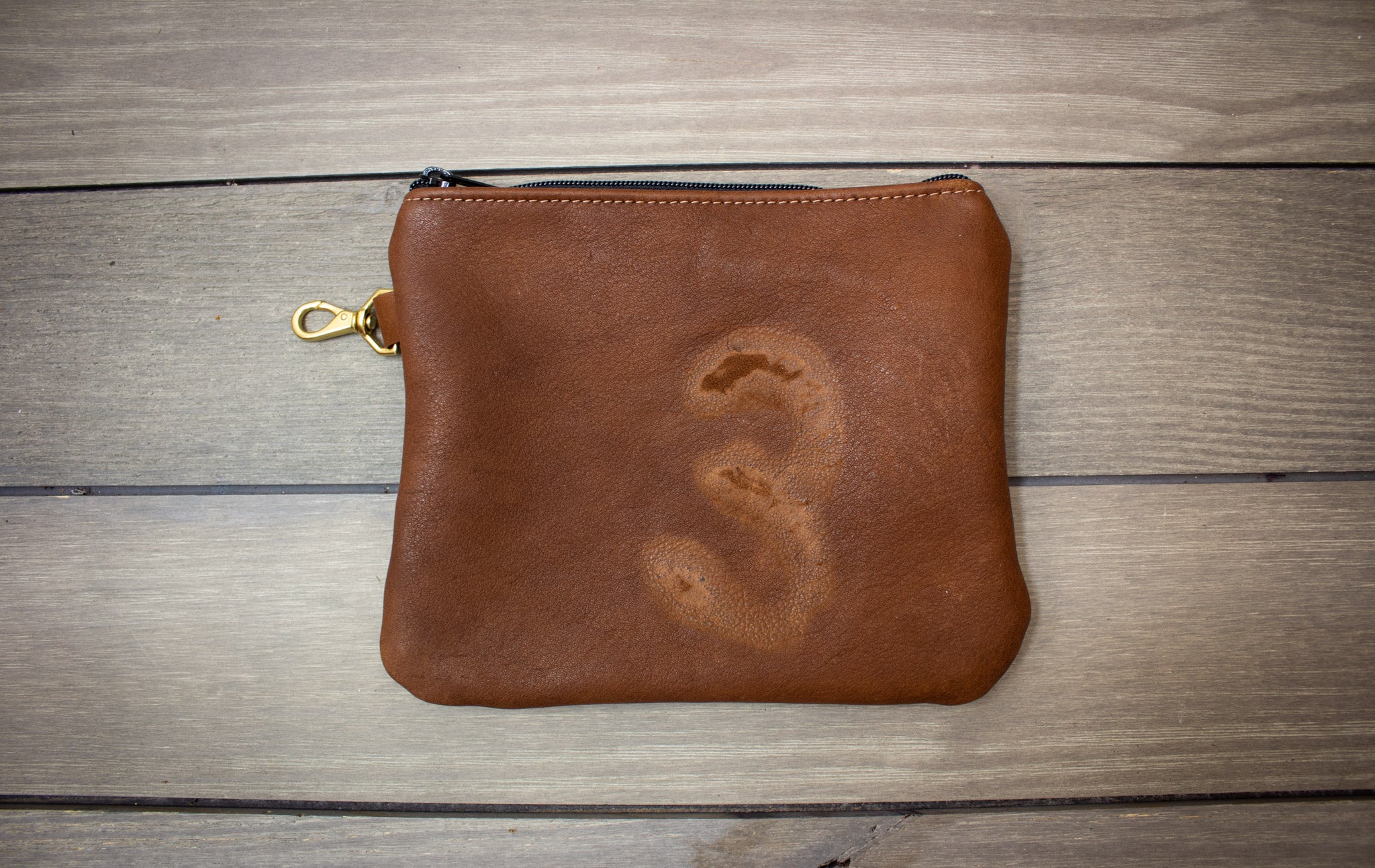 Leather Valuables Pouch with Natural Scarring