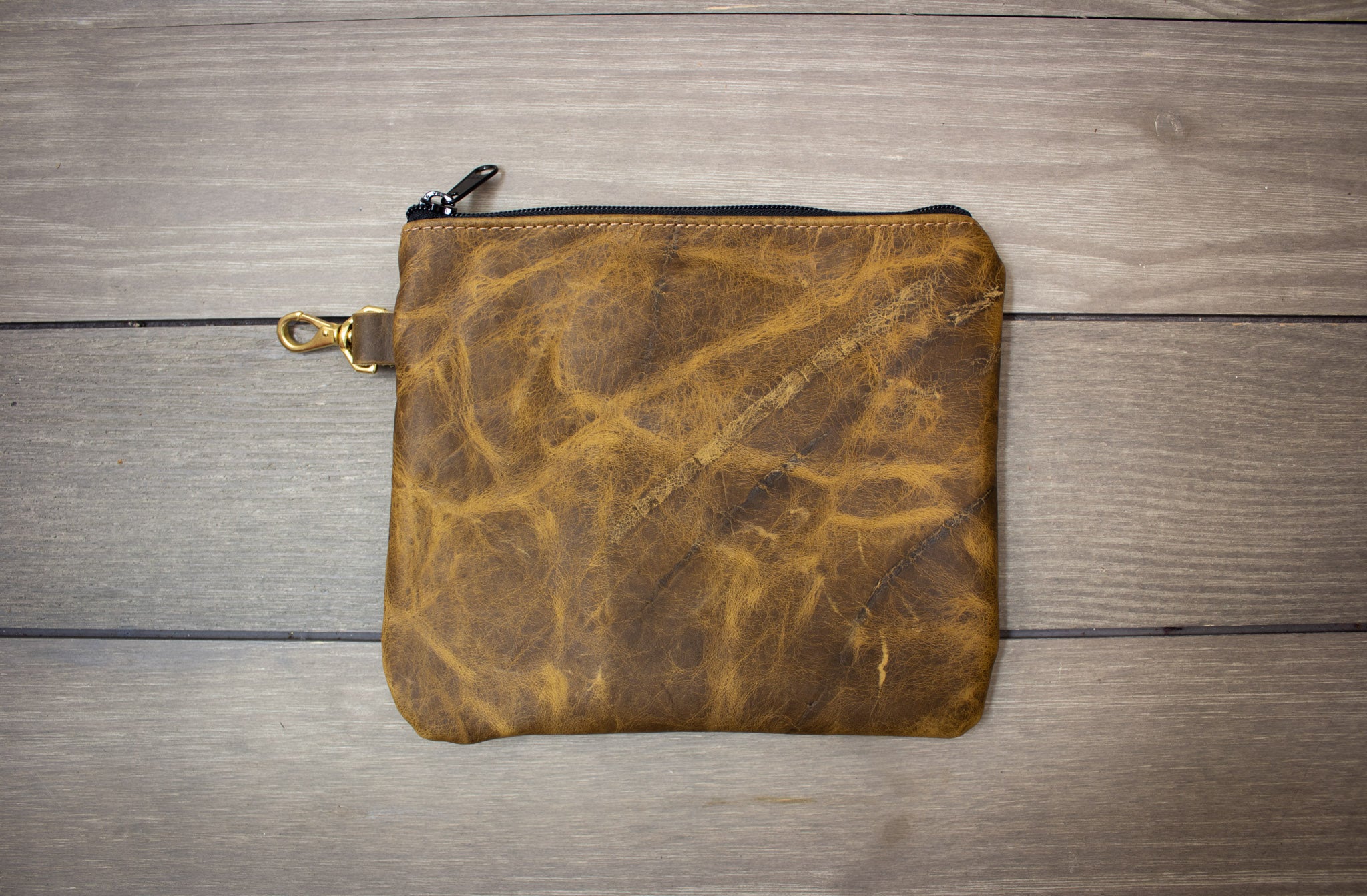 Leather Valuables Pouch with Natural Scarring