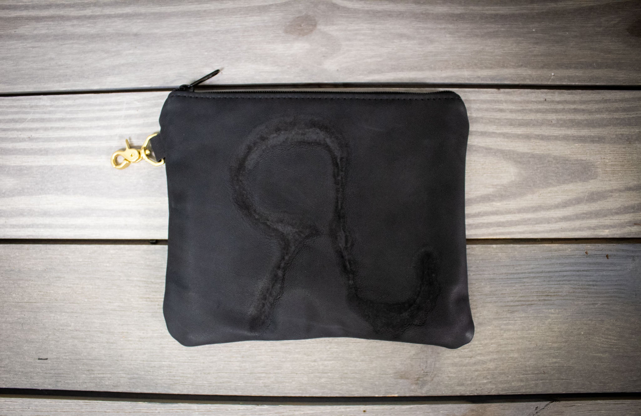 Leather Valuables Pouch with Natural Scarring