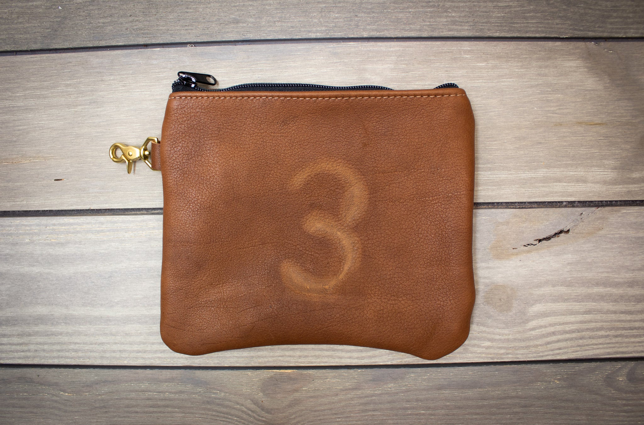 Leather Valuables Pouch with Natural Scarring