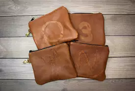 Leather Valuables Pouch with Natural Scarring