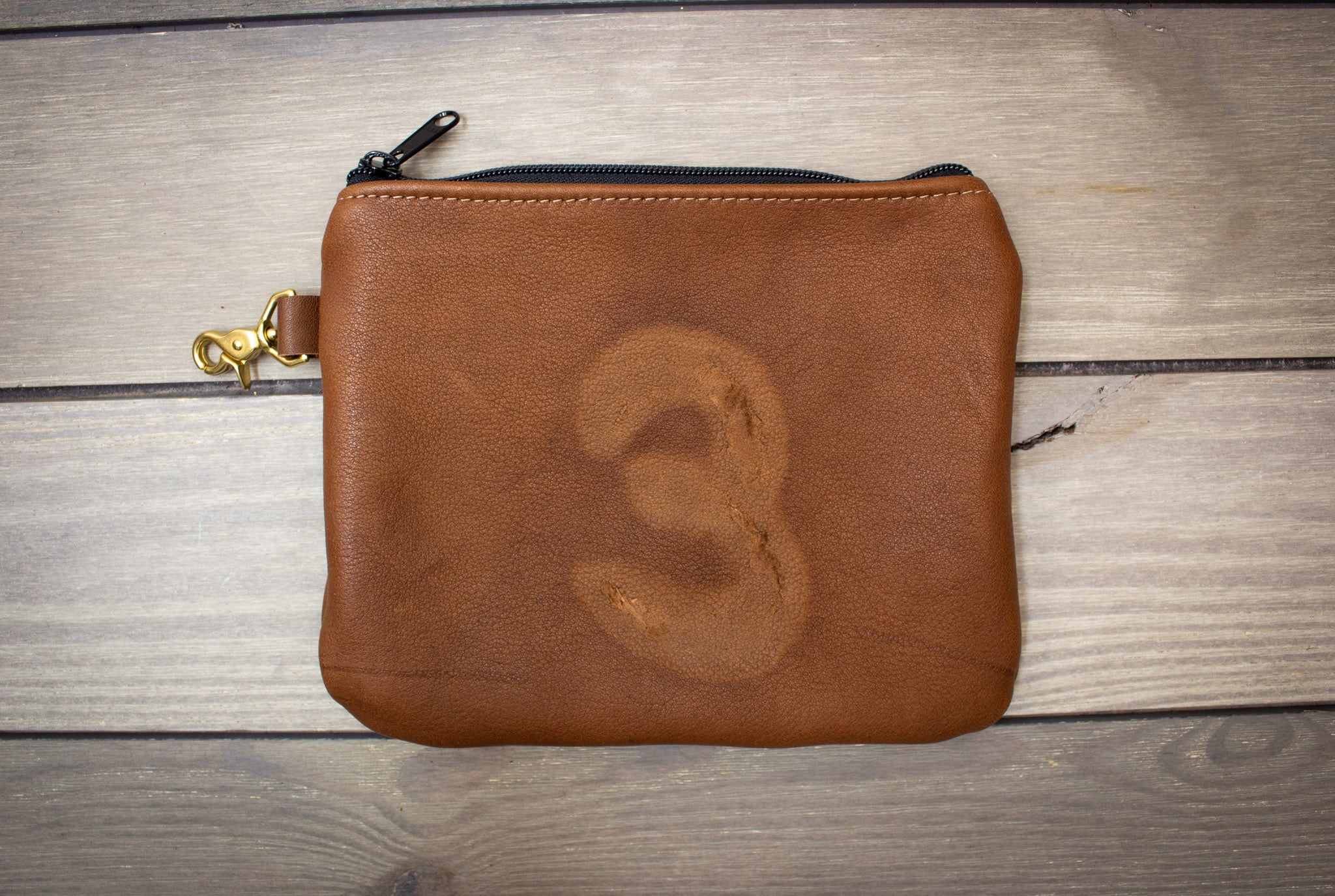 Leather Valuables Pouch with Natural Scarring