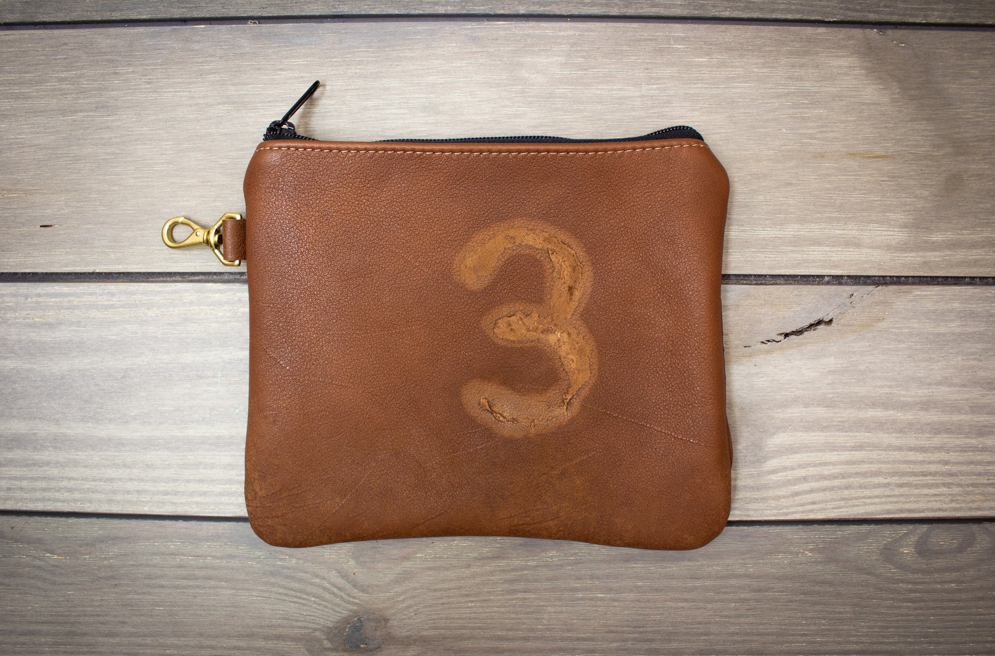 Leather Valuables Pouch with Natural Scarring