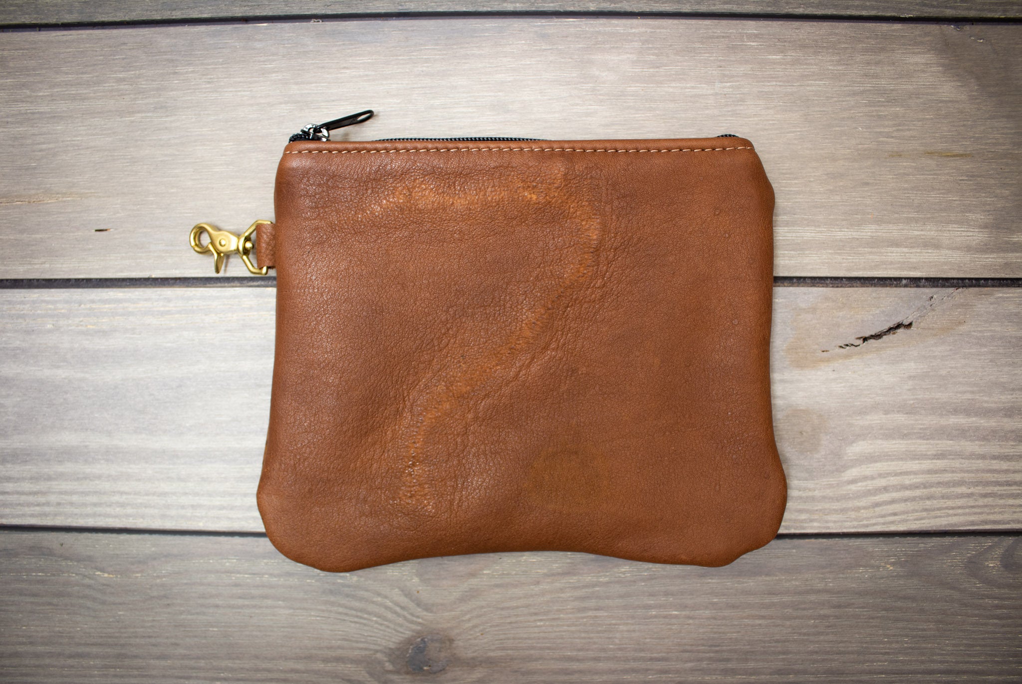 Leather Valuables Pouch with Natural Scarring