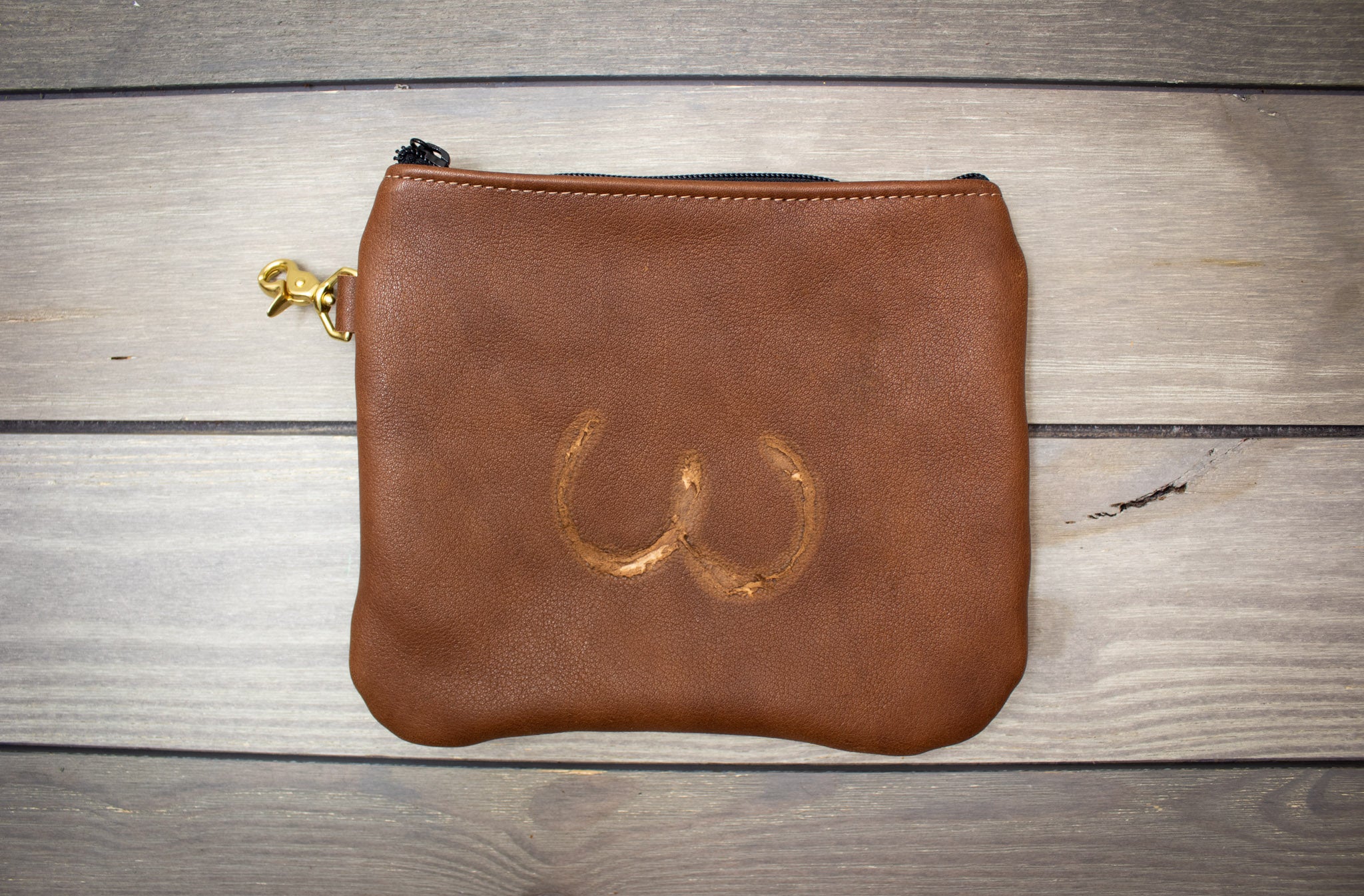 Leather Valuables Pouch with Natural Scarring