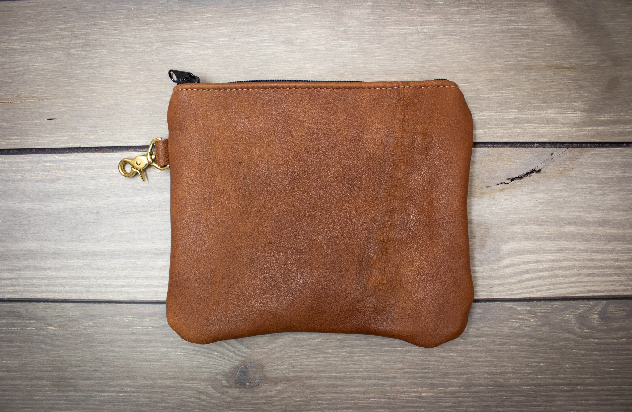 Leather Valuables Pouch with Natural Scarring