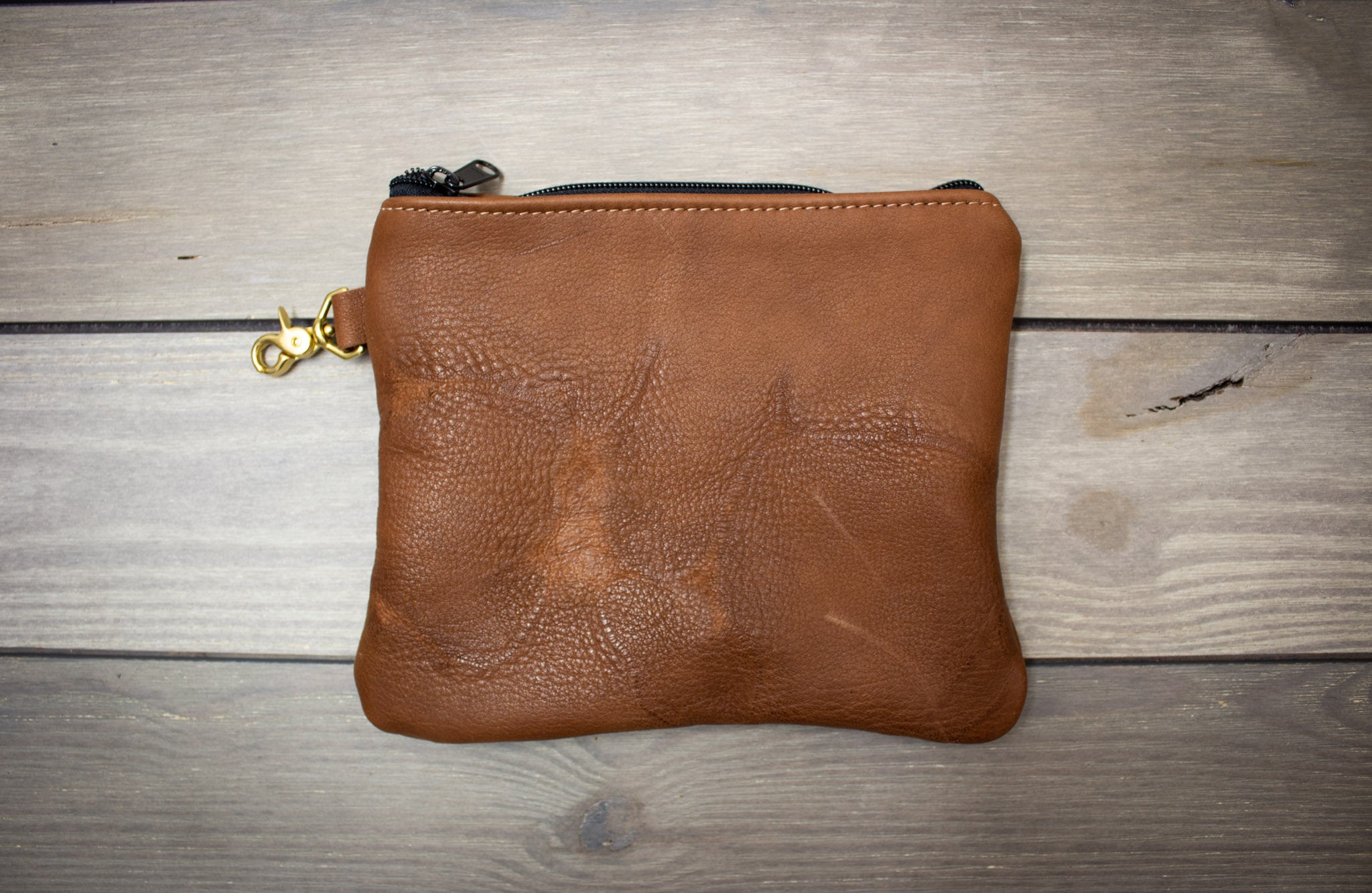 Leather Valuables Pouch with Natural Scarring