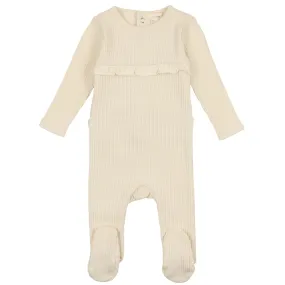 Lil Legs Cream Ruffle Ribbed Stretchie