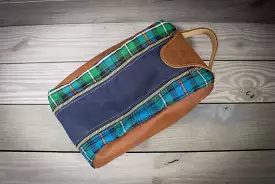 Mackenzie OC Tartan and Navy with Natural Leather Shoe Bag