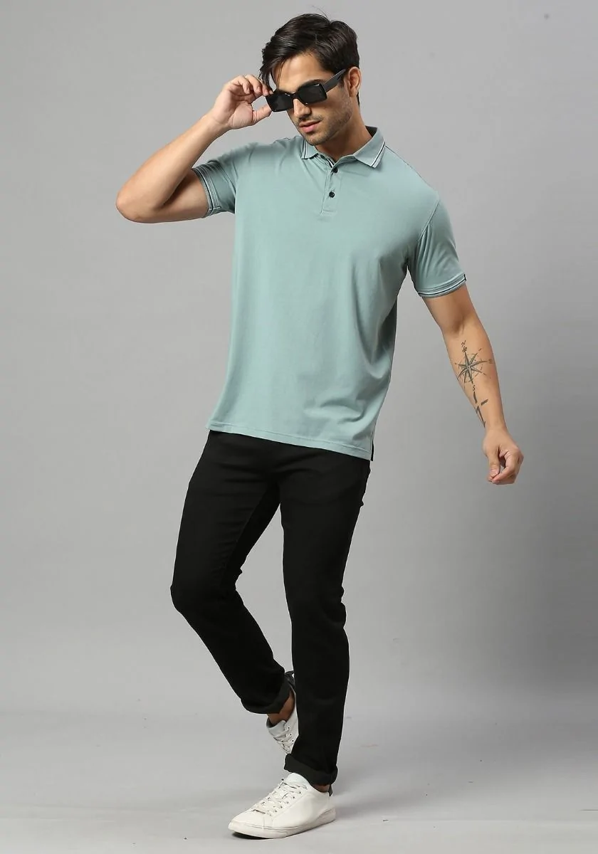 Men Lycra Polo - Mint