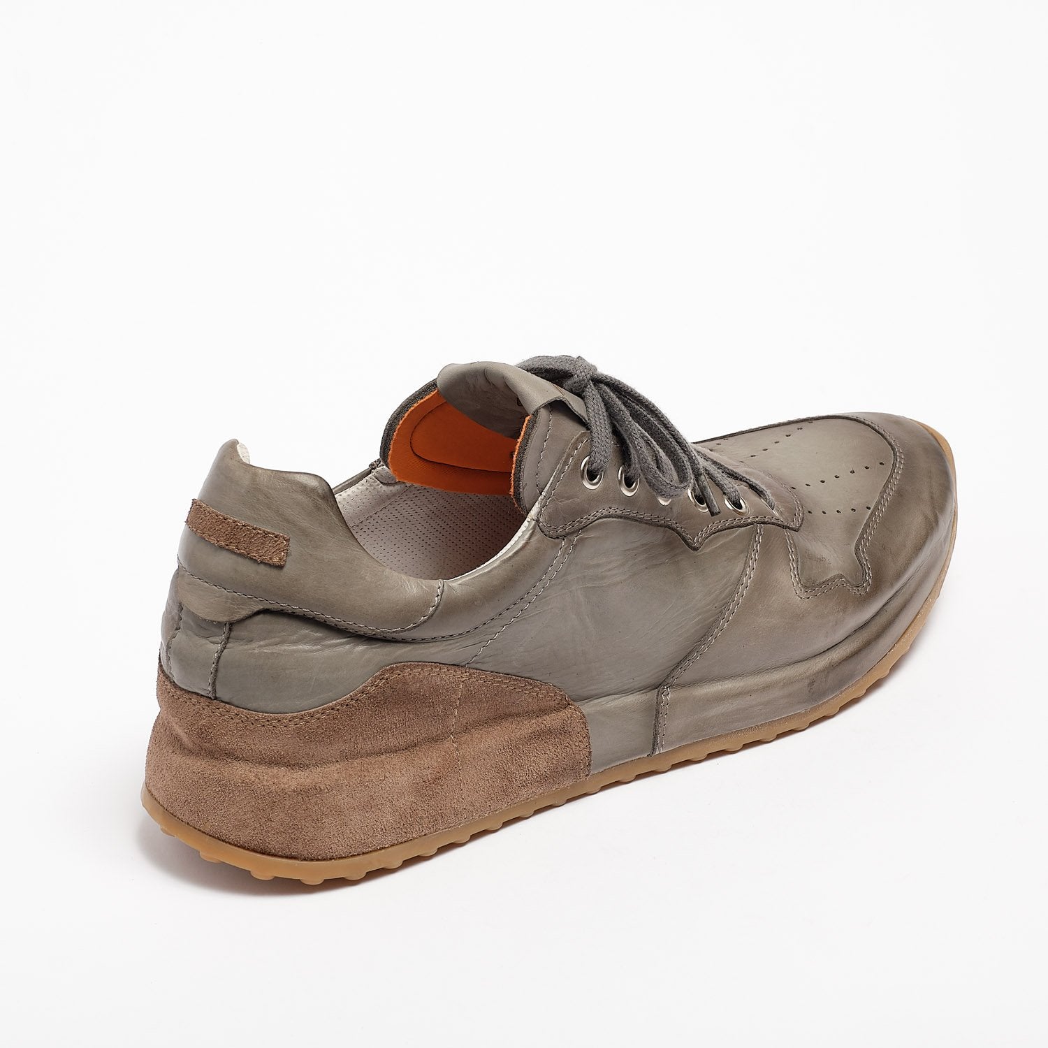 Mr.T Laced Shoes soft natural leather with suede insert grey