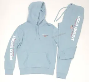 Nwt Polo Ralph Lauren Sky Blue Pullover Polo Sport Hoodie with Matching Sky Blue Polo Sport Joggers