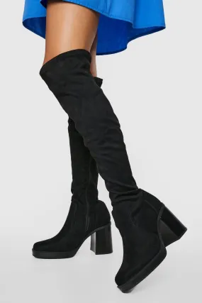 Over The Knee Block Heel Boots