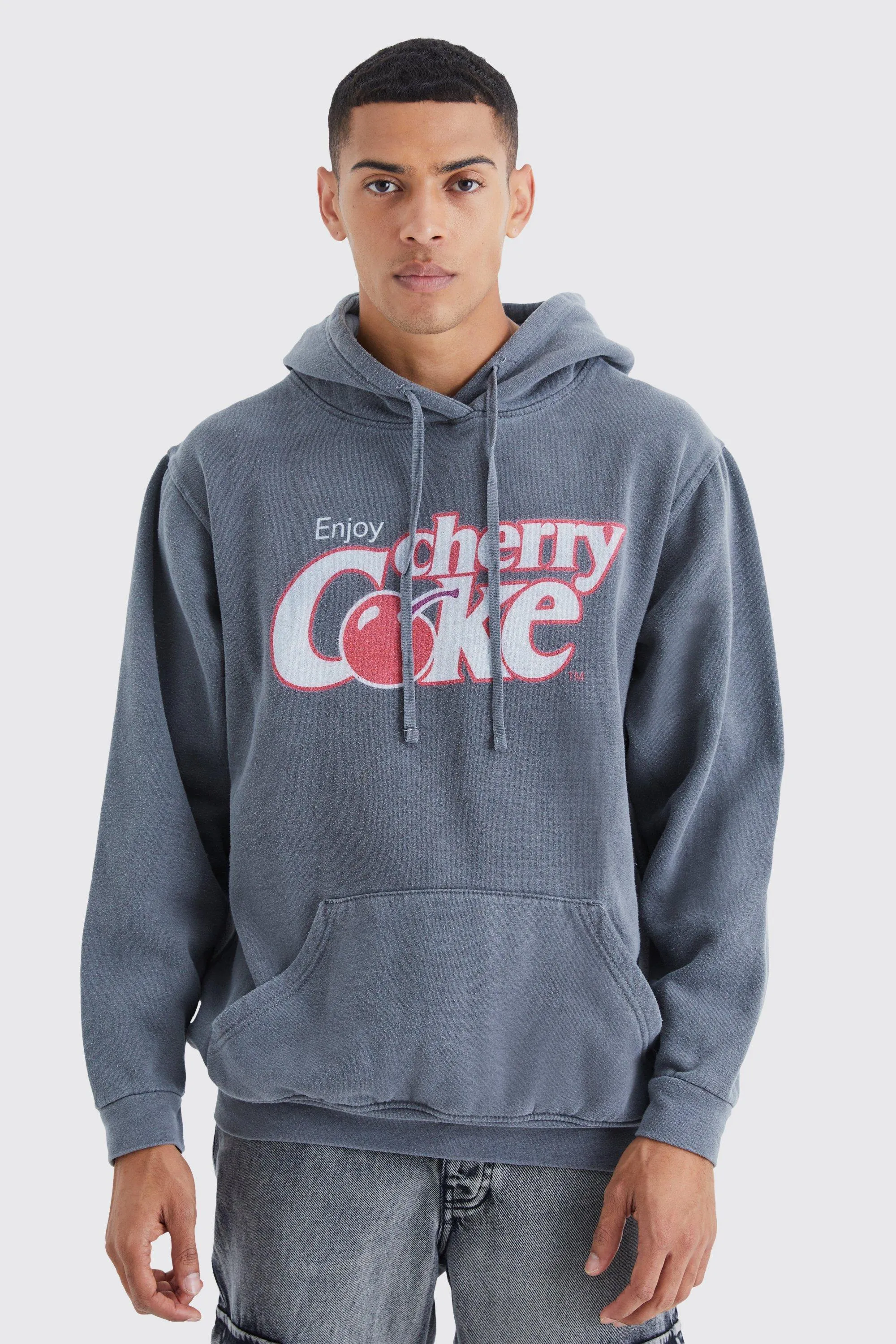Oversized Cherry Coke Wash License Hoodie