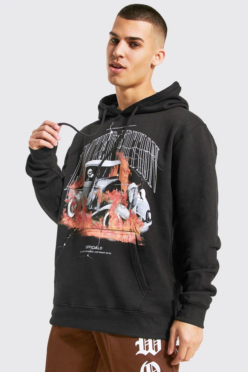 Oversized Limited Edition Car Graphic Hoodie | boohooMAN UK
