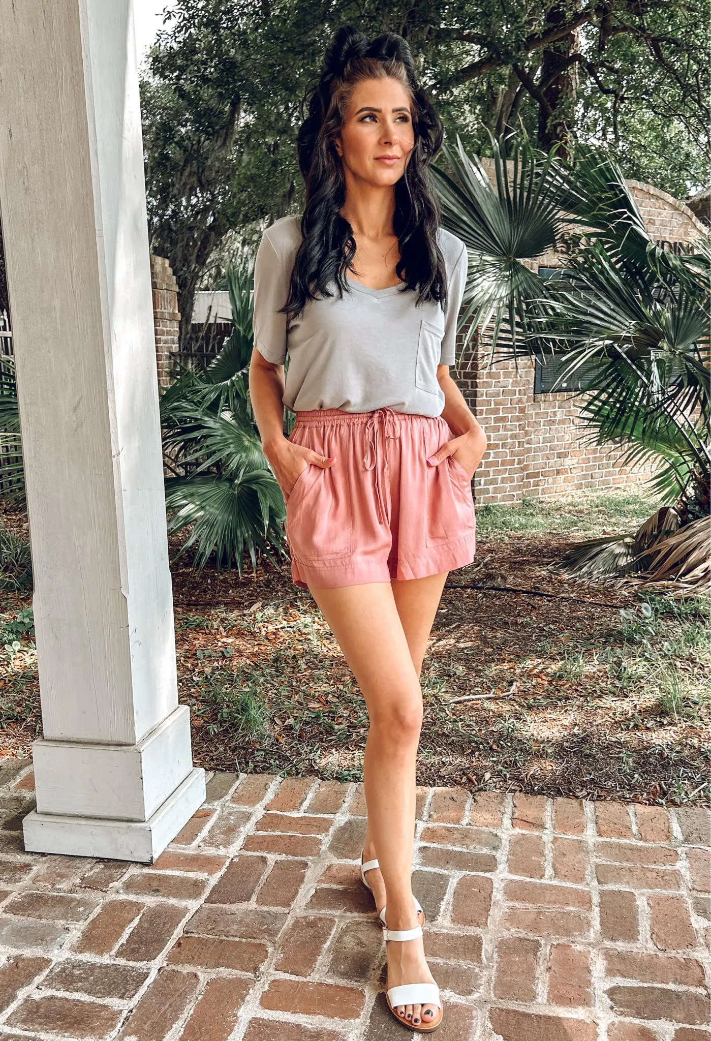 Paula Textured Shorts | Mauve