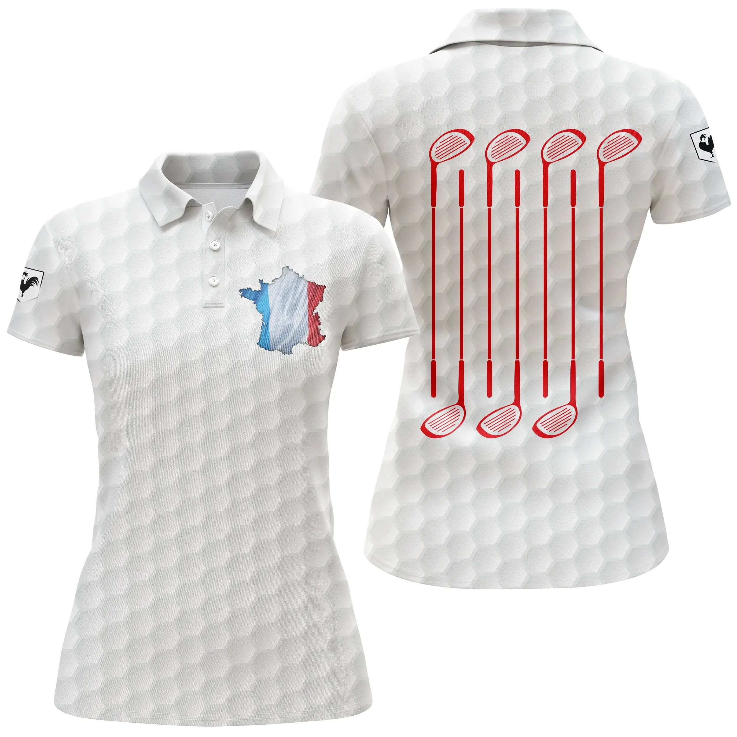 Polo Shirt pour Fan de Golf, Cadeau Original Golf, Polo à Séchage Rapide Homme Femme, Drapeau France, Club de Golf, Balle de Gol