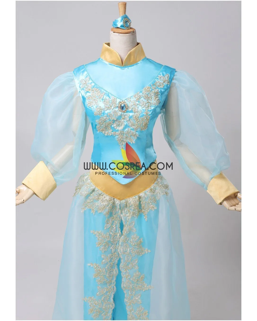 Princess Jasmine Aladdin Satin With Tulle Sleeves Cosplay Costume