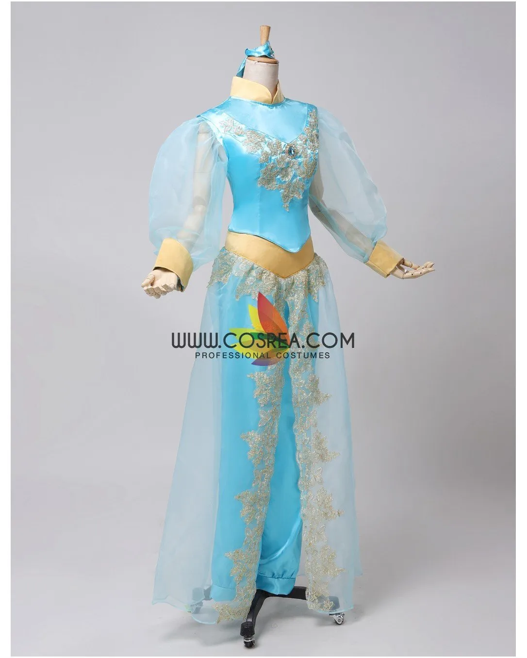 Princess Jasmine Aladdin Satin With Tulle Sleeves Cosplay Costume