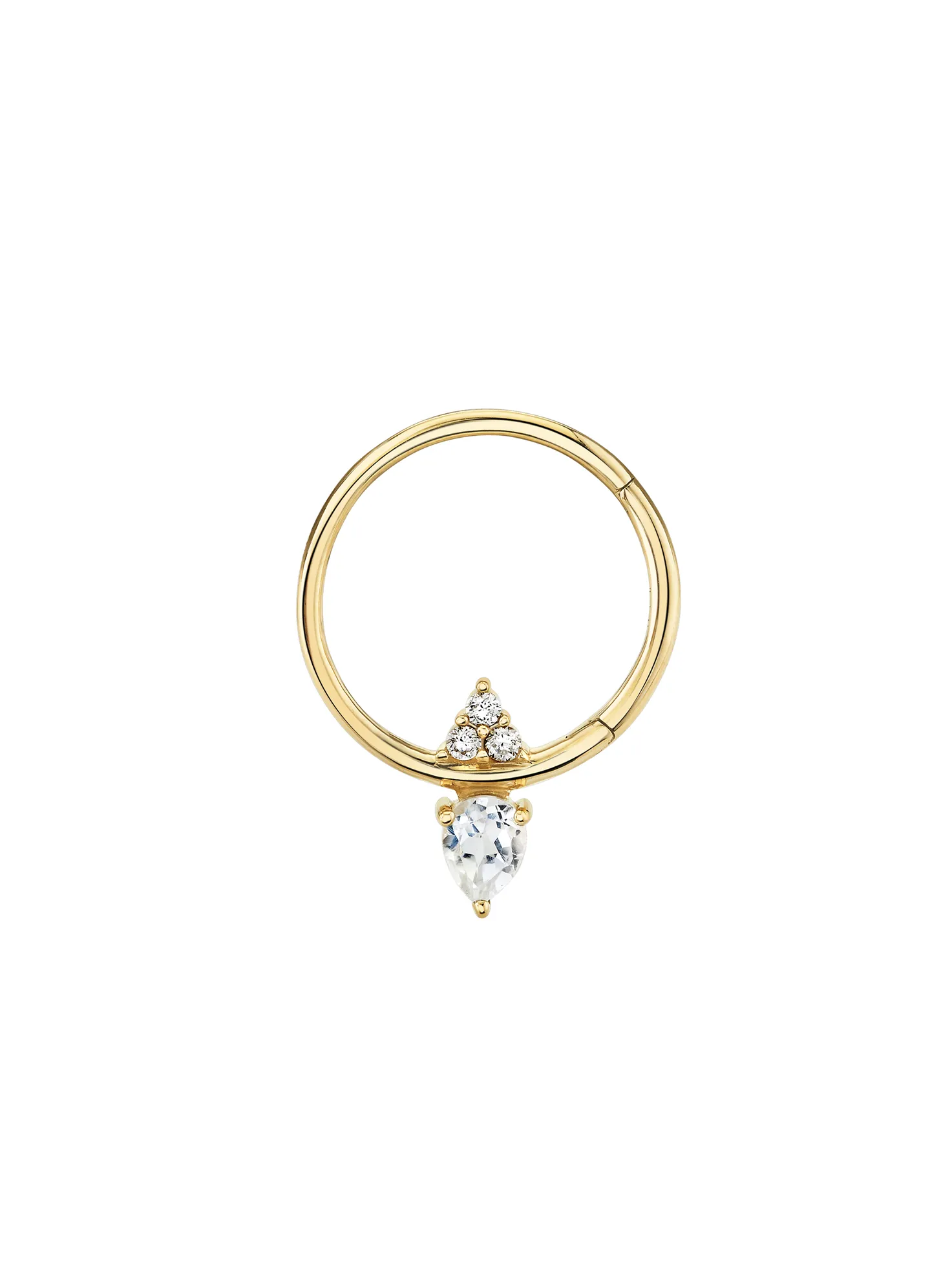 Prism Seamless Hoop - White Diamond / 14k Yellow Gold