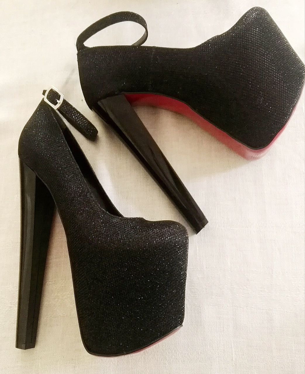 Pumps Ankle Strap Black Platform High Heel Shoes