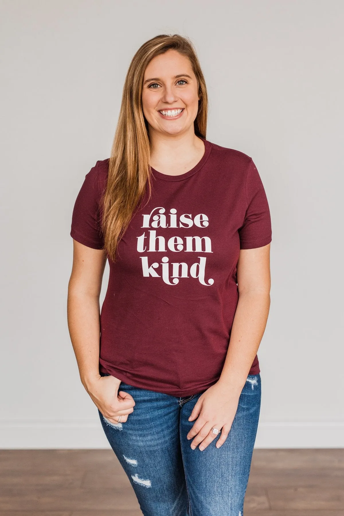 Raise Them Kind Graphic Tee- Maroon