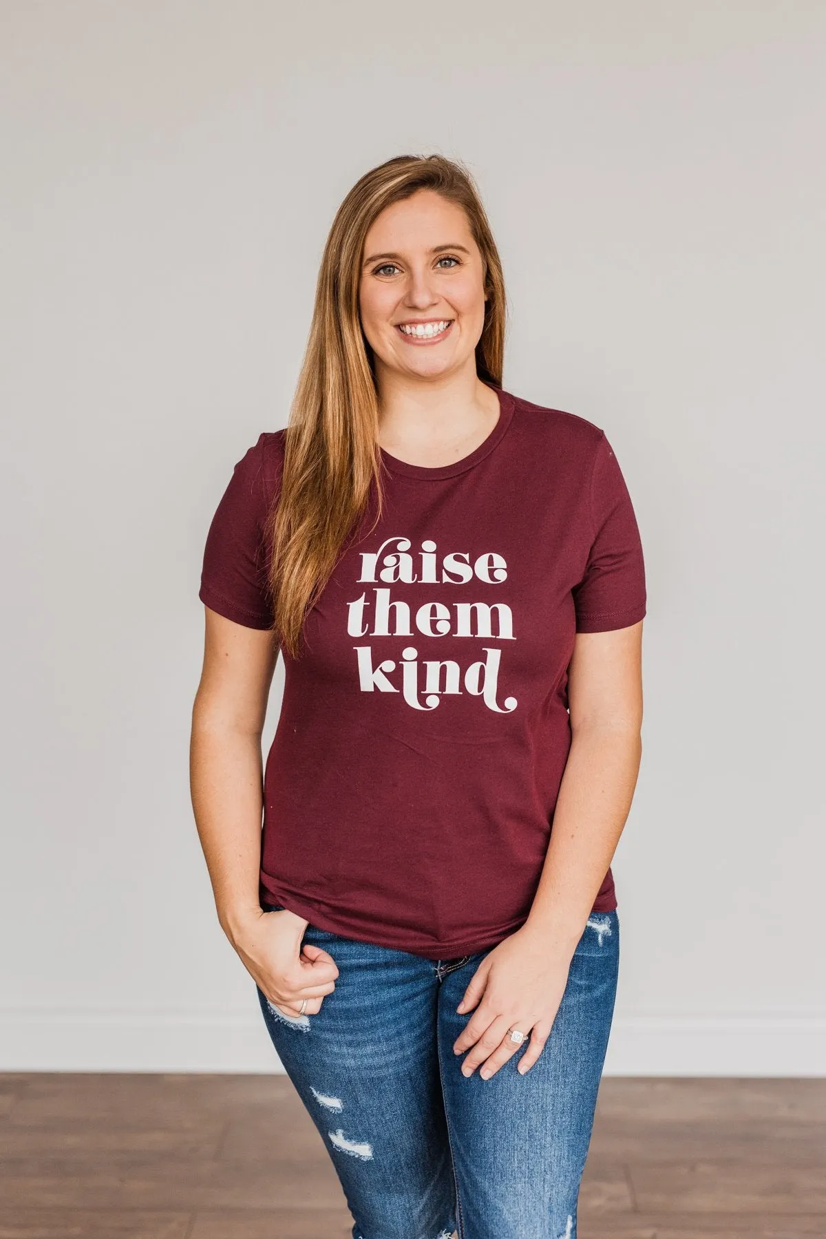 Raise Them Kind Graphic Tee- Maroon