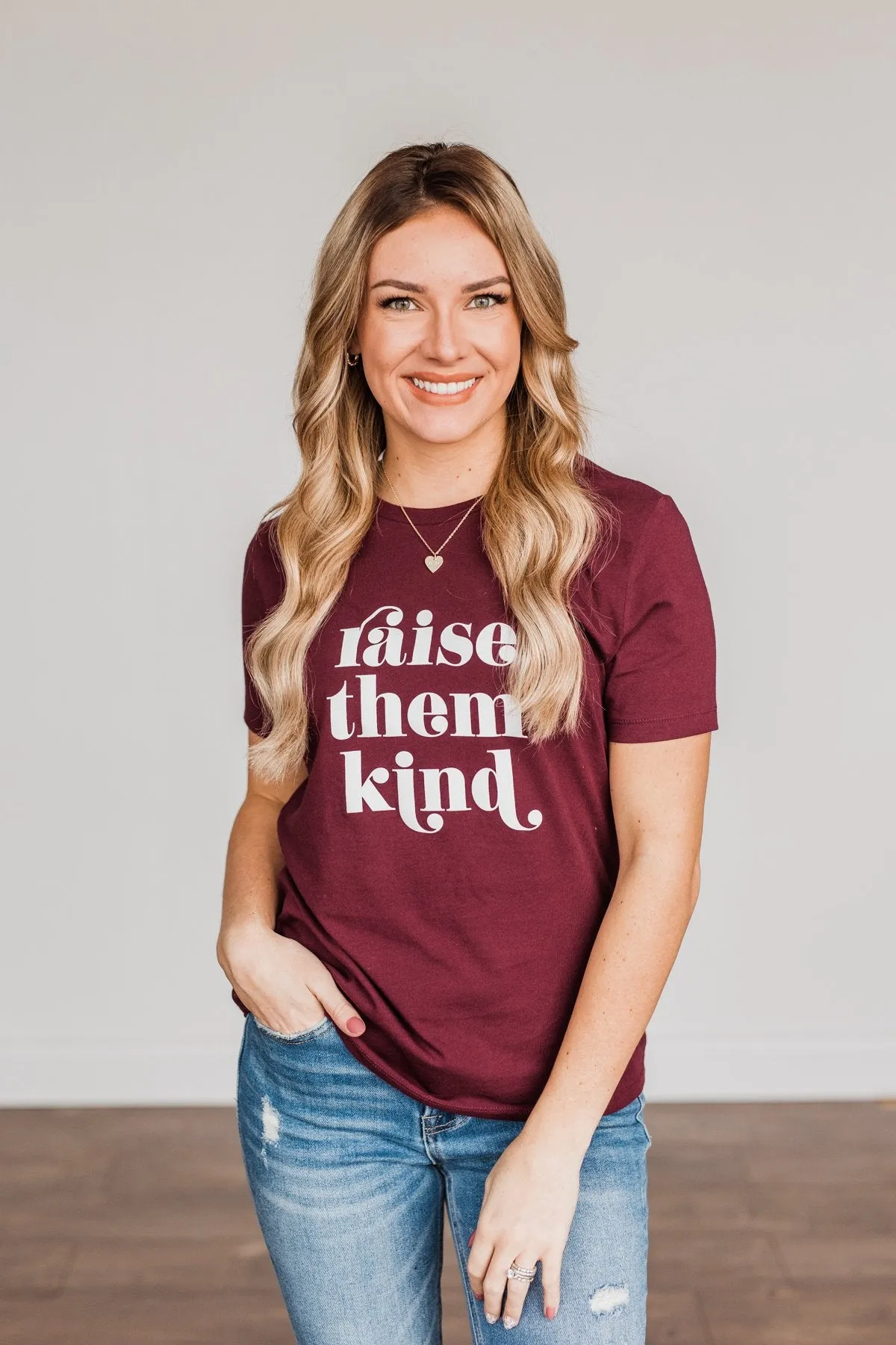 Raise Them Kind Graphic Tee- Maroon