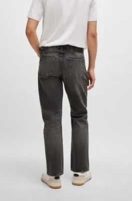 Regular-fit jeans in grey rigid denim