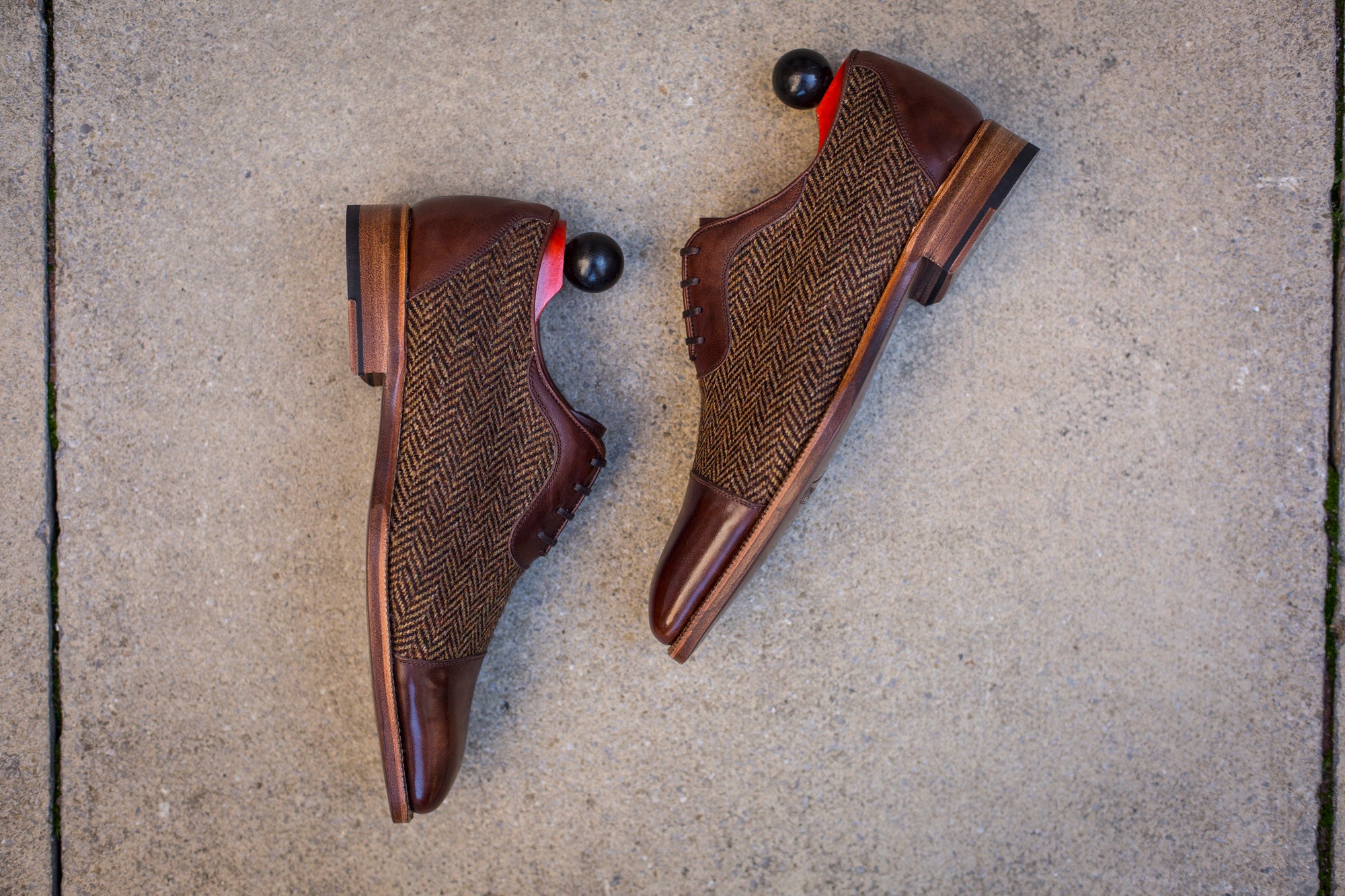 Seaport - MTO - Walnut Museum Calf / Gold Tweed - LPB Last - Natural Single Leather Sole