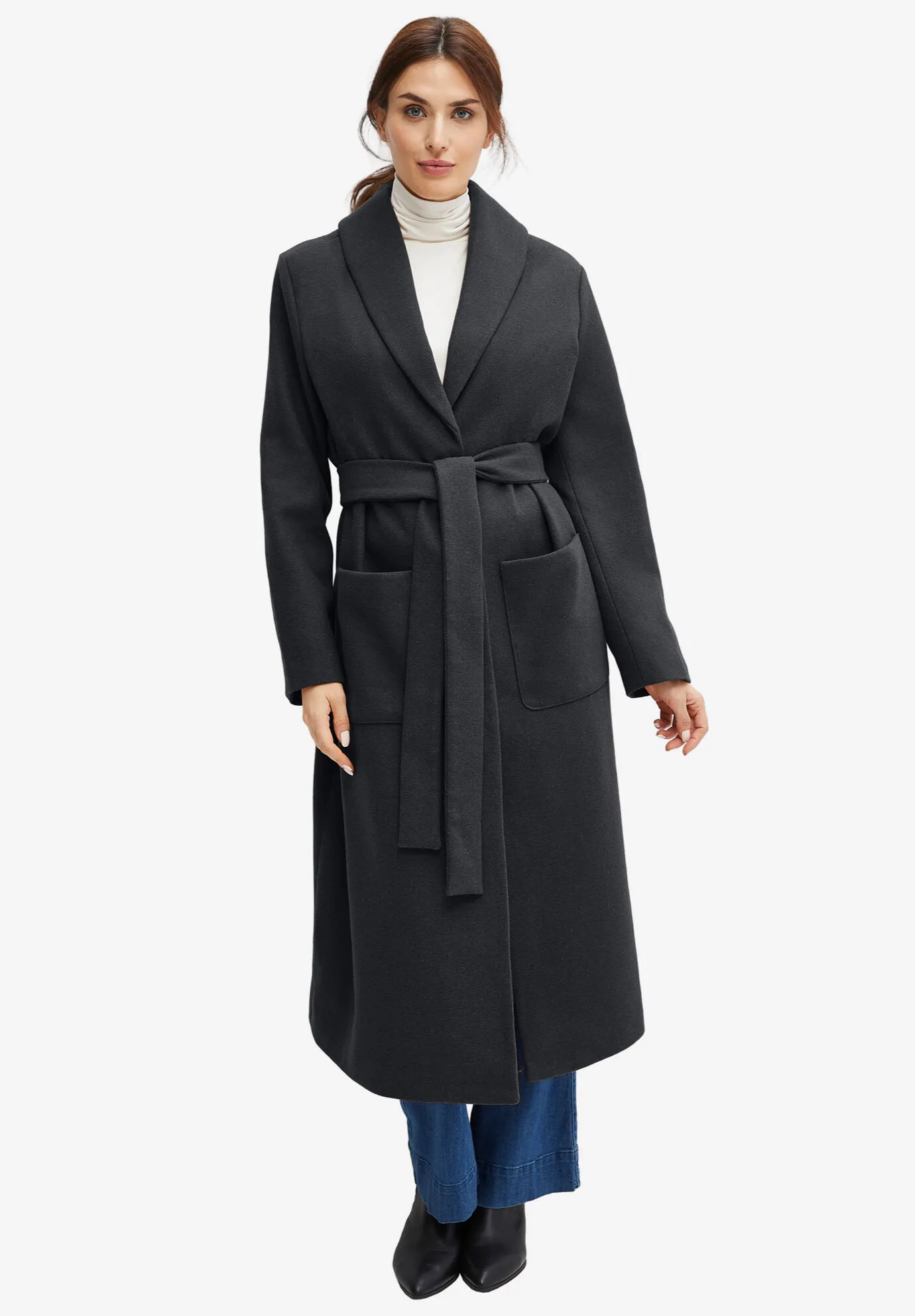 Shawl Collar Wool-Blend Coat