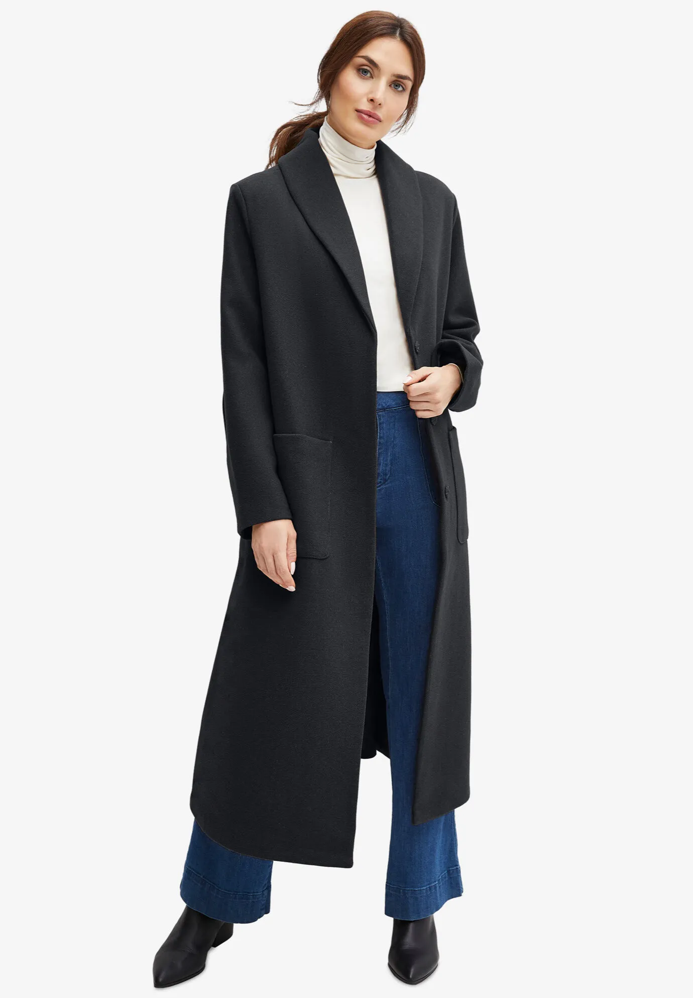 Shawl Collar Wool-Blend Coat