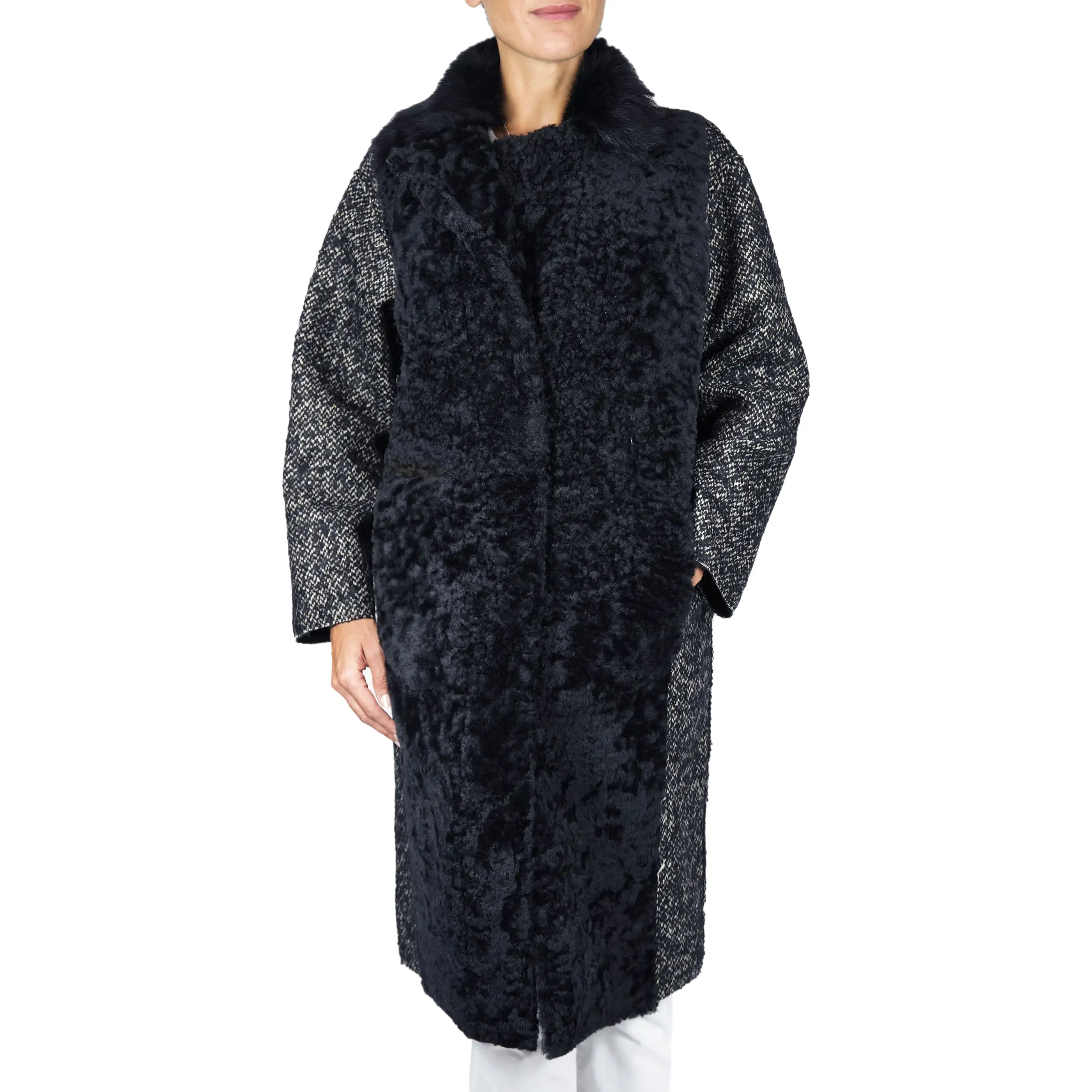 Shearling Oversize Coat with Wool