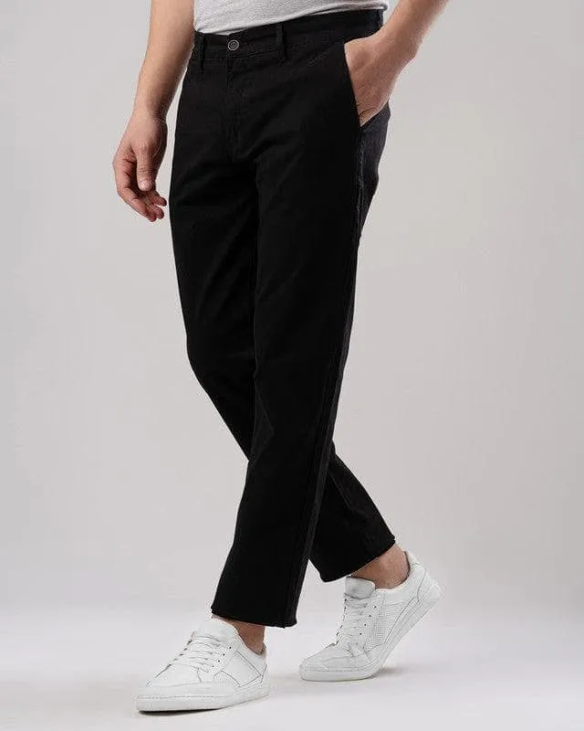 SLIM FIT CHINO TROUSERS  - BLACK