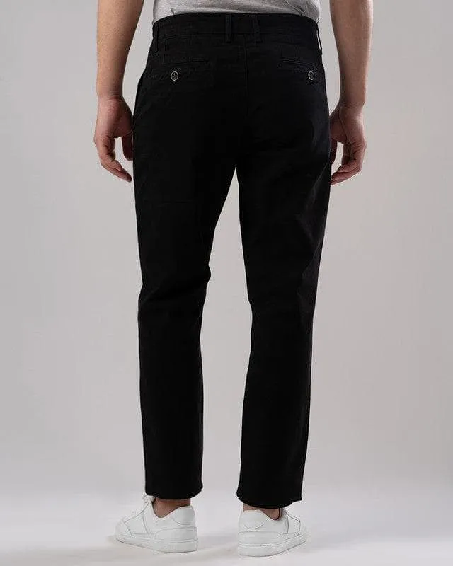 SLIM FIT CHINO TROUSERS  - BLACK