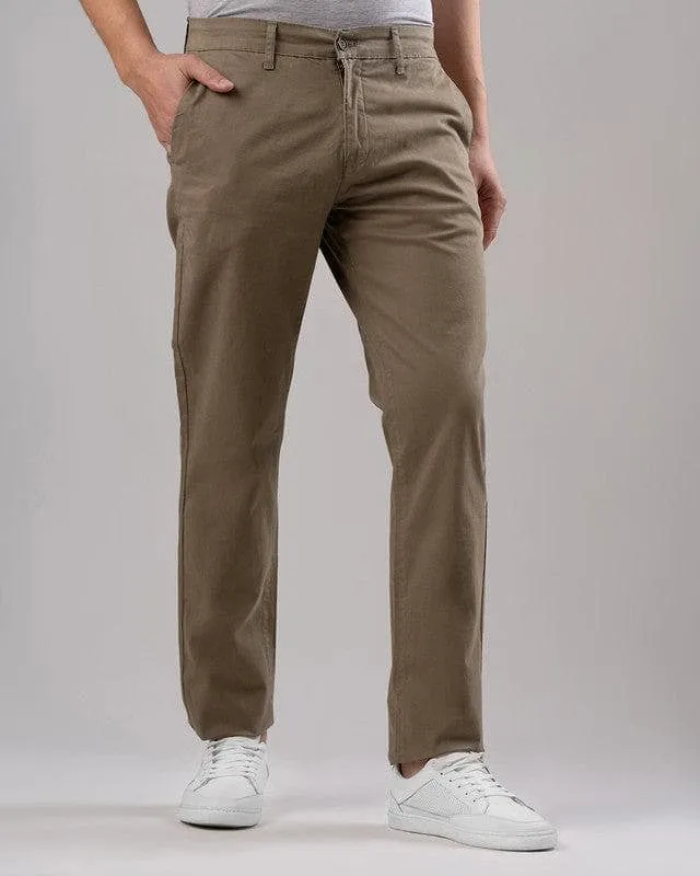 SLIM FIT CHINO TROUSERS  - KHAKI