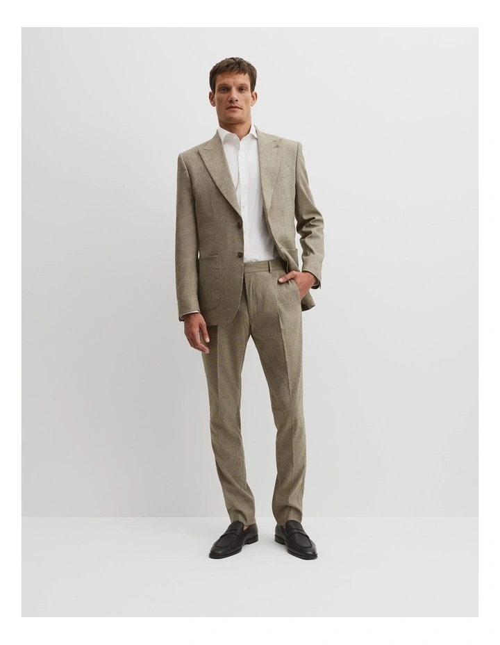 Slim Fit Linen Blend Stretch Jacket in Green