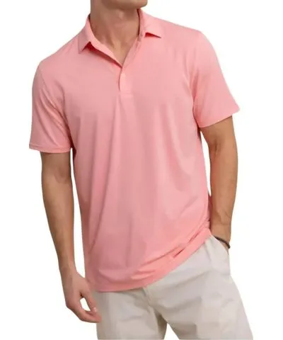 Southern Tide Performance Polo In Heather Flamingo Pink