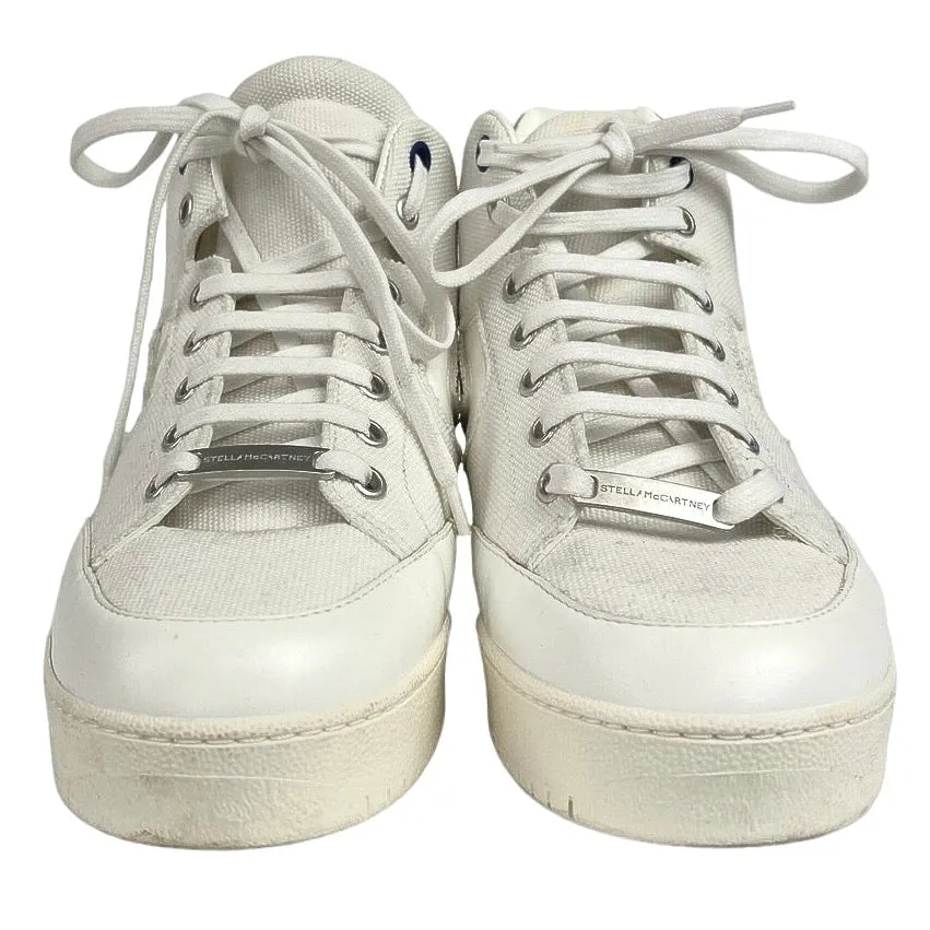 Stella McCartney White Vegan Leather Canvas High Top Trainers Sneakers Shoes 36