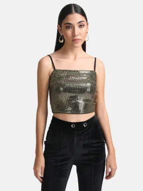 Stickon Sequin Crop Top With Straps