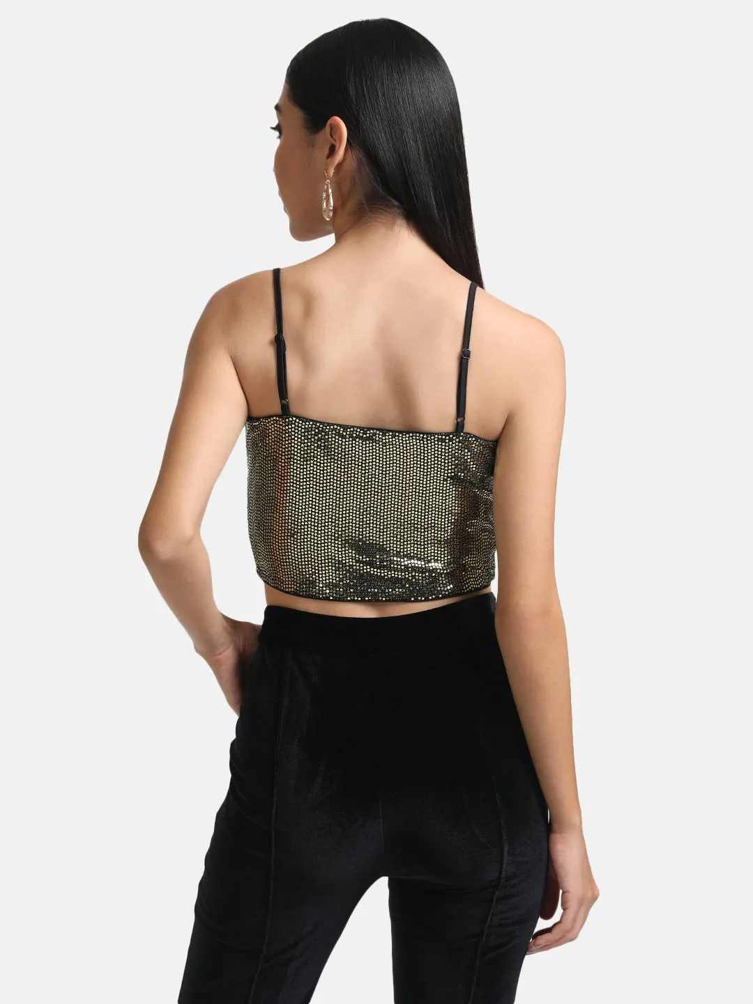 Stickon Sequin Crop Top With Straps