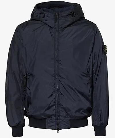 Stone Island Mens Navy Blue Compass-badge hooded shell jacket