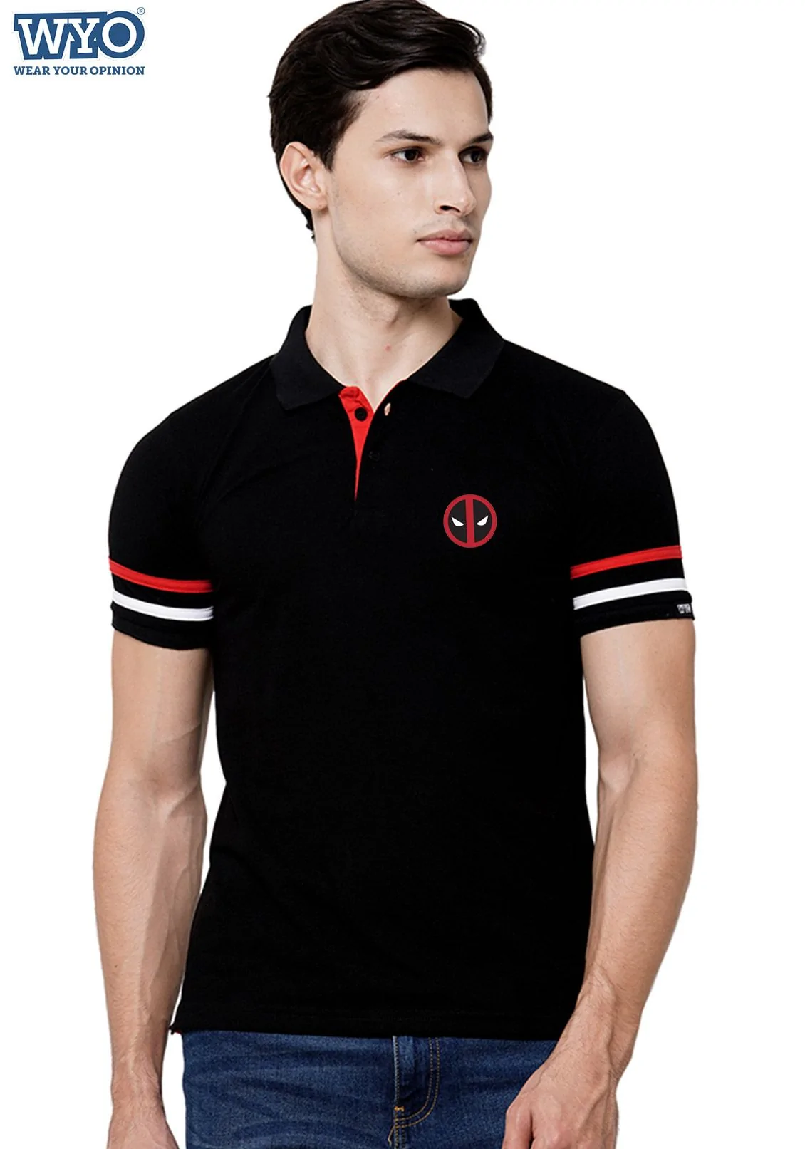 Superhero Deadpool Stripe Polo