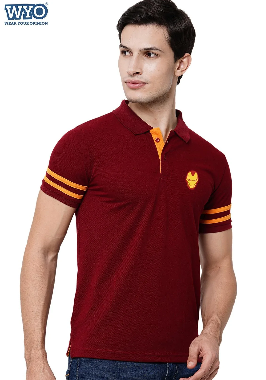 Superhero Iron Man Stripe Polo