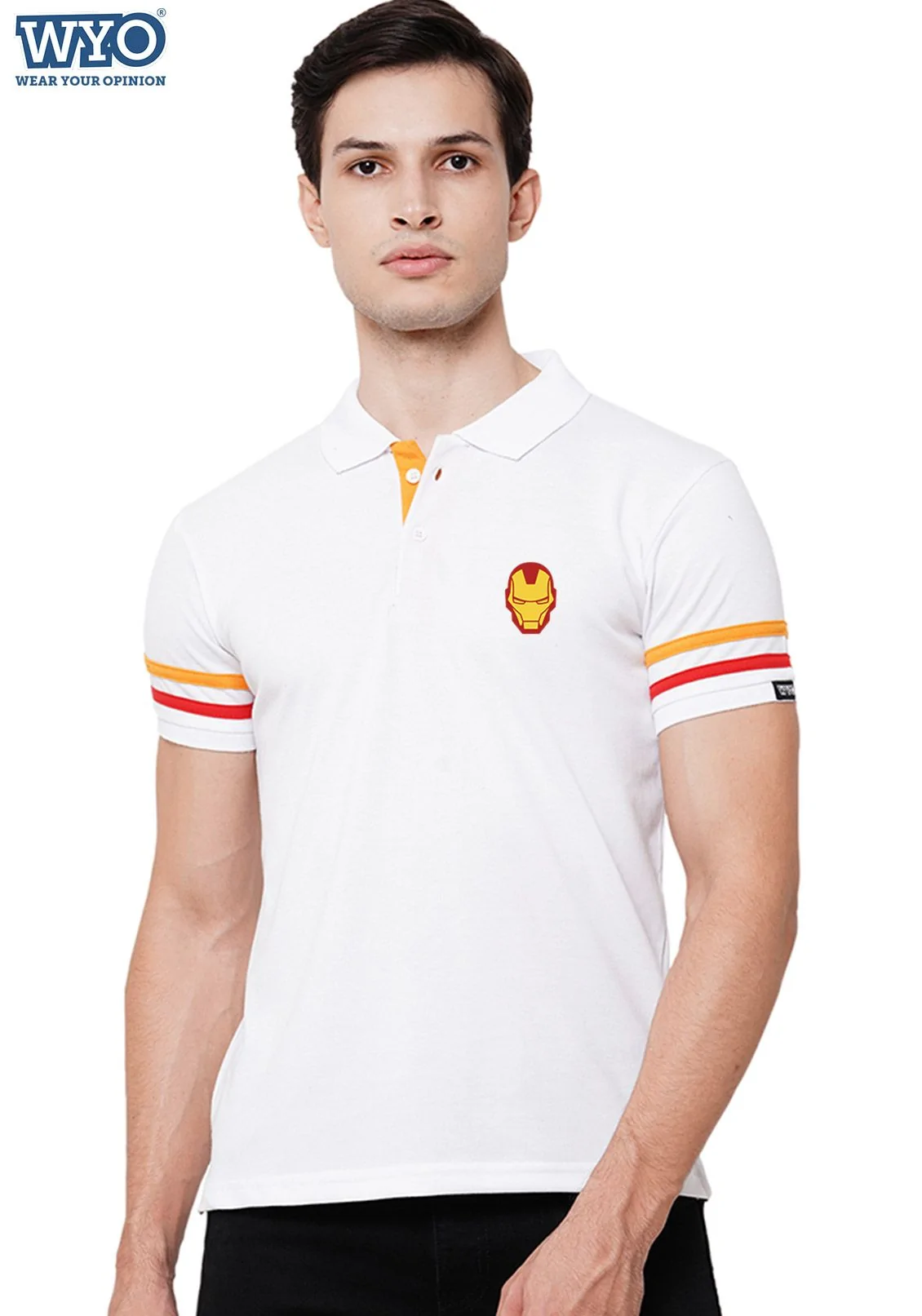 Superhero Iron Man Stripe Polo